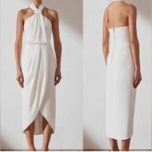 SHONA JOY x REVOLVE Ivory White Core Knot Draped Halter Neck Midi Tulip Gown 8